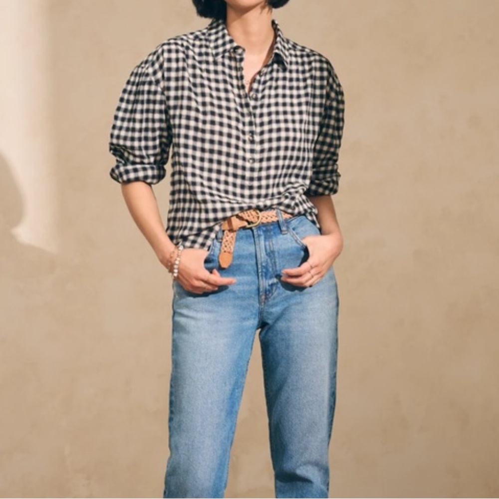 Faherty Black and White Gingham Button-Up Shirt
